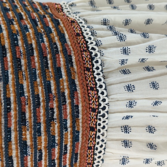 Zara Tribal Pattern Open Front Tp White Brown M bohemian western beach coastal - Picture 5 of 6